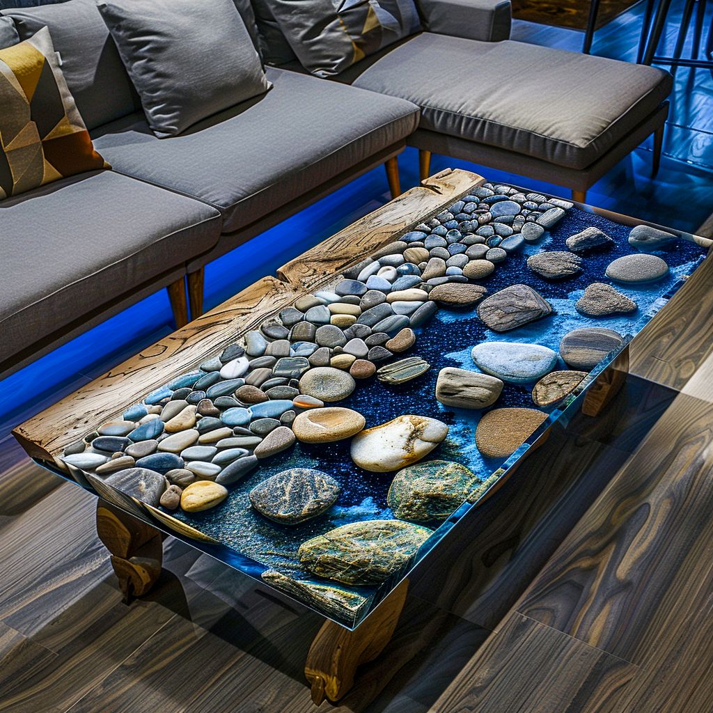 Ocean Theme Resin Table - Dev Tandoor Industries